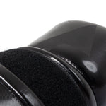 Martial Arts Gloves - Tournament Carbon Hand shown palm side up wearing glove Close up of Velcro 2