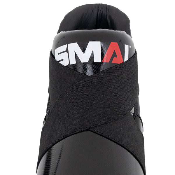 Martial Arts Kick Boots - Tournament Carbon Close up of front Straps